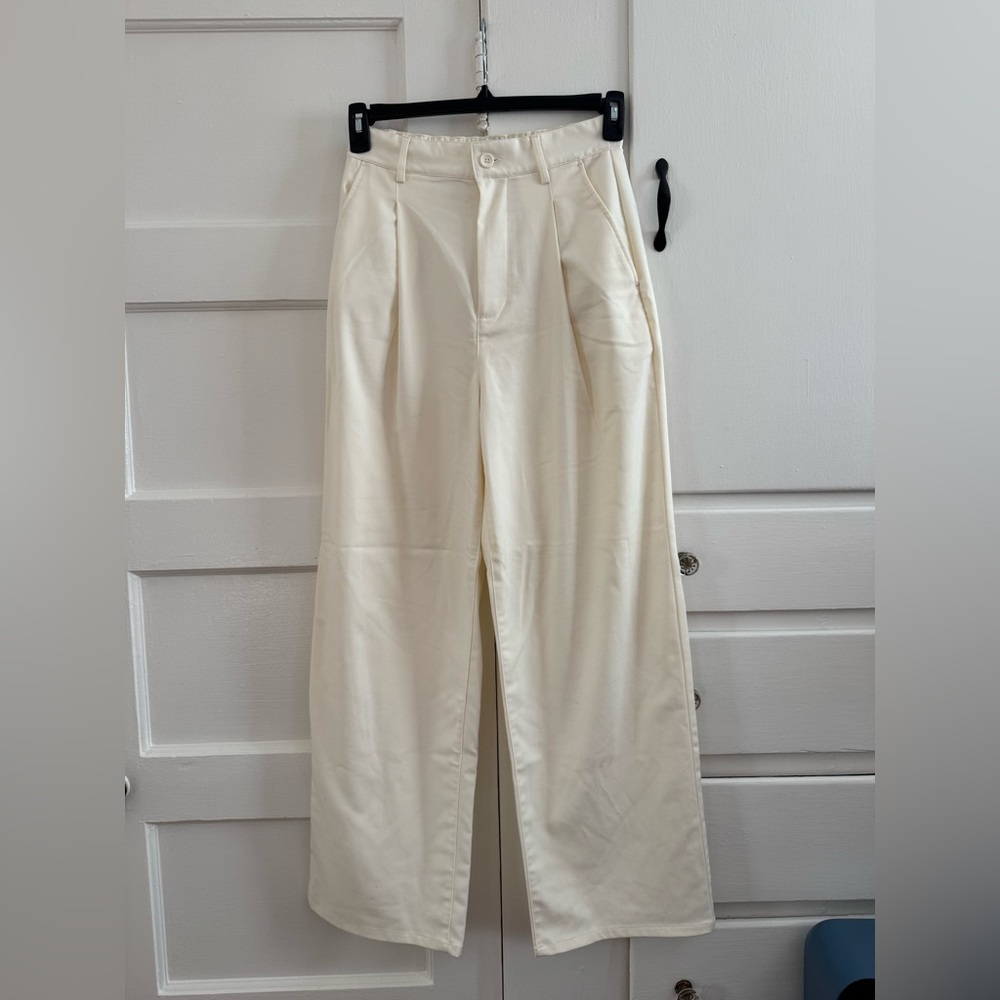 White Wide-Leg Trousers